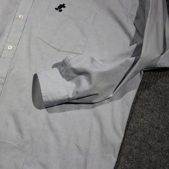 VTG Walt Disney World Button Up Shirt Mens XL Blue Mickey Mouse Pinpoint Oxford - Picture 6 of 8